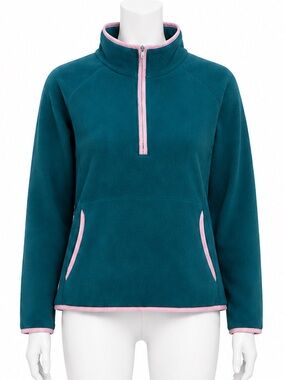 Pink Lily Teal with Baby Pink Trim Quarter zip up size XS